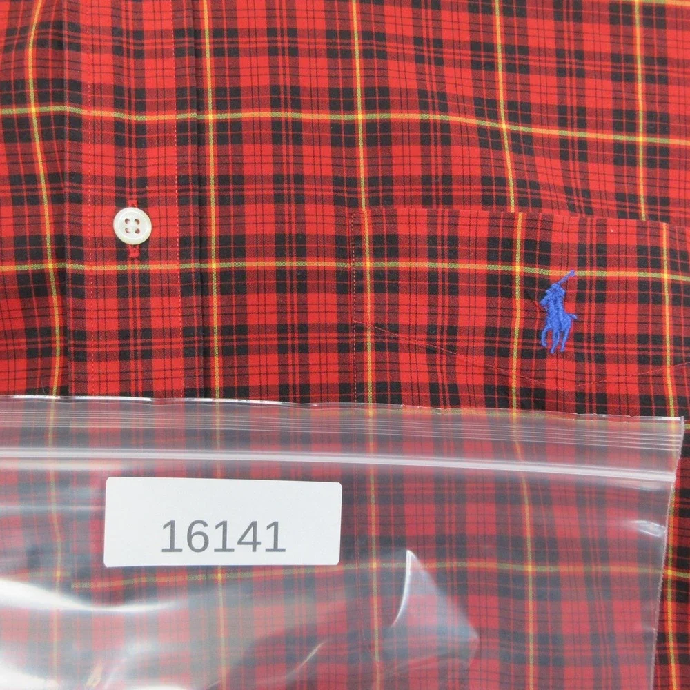 Polo Ralph Lauren Lowell Sport Shirt Men L Red Tartan Plaid Cotton Prep Classic